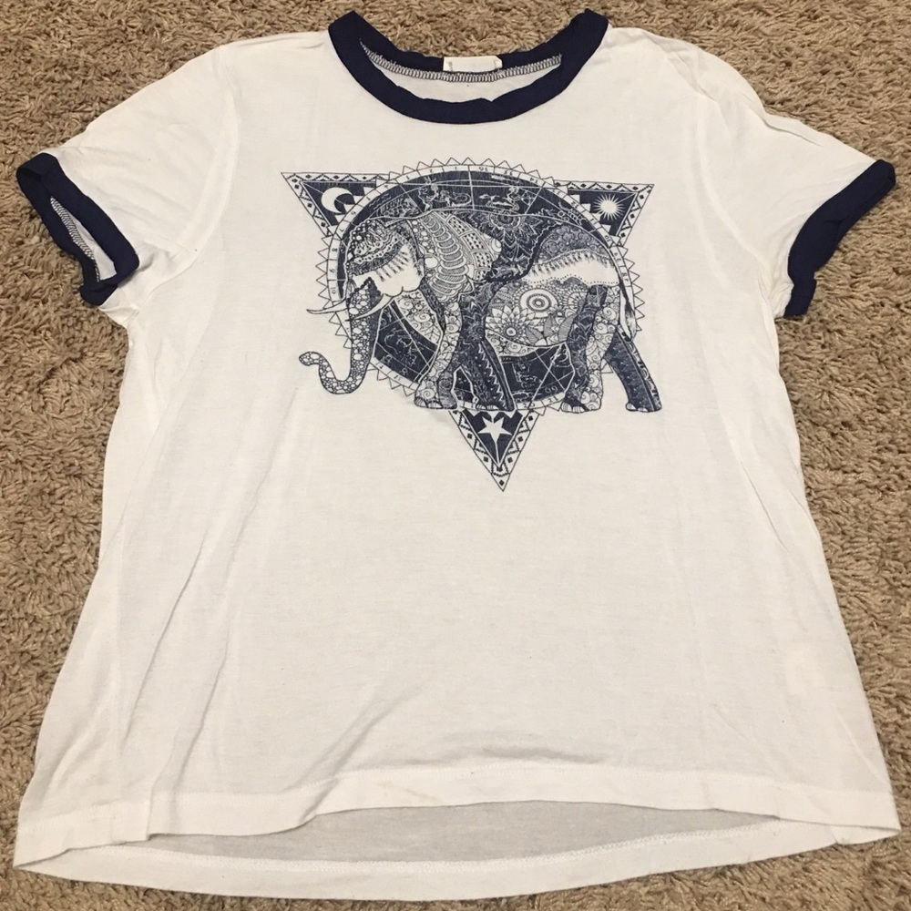 White t-shirt with elephant tribal print